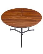 Cokelio 3-teiliger faltbarer runder Tisch aus Haselnussholz - 120x120x75 cm