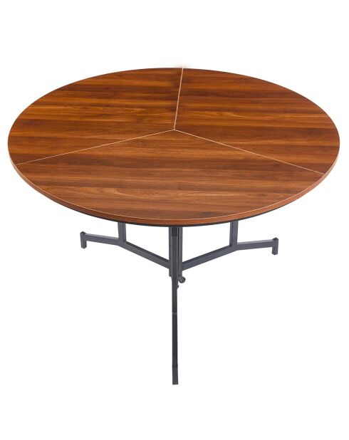 Cokelio 3-teiliger faltbarer runder Tisch aus Haselnussholz - 120x120x75 cm