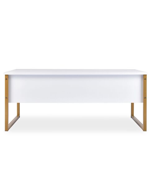 Table basse moderne Valmain blanche et métal or - 90x60x40 cm