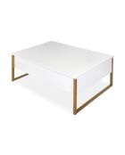 Tavolino moderno Valmain in metallo bianco e oro - 90x60x40 cm