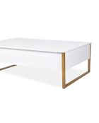 Tavolino moderno Valmain in metallo bianco e oro - 90x60x40 cm