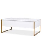 Tavolino moderno Valmain in metallo bianco e oro - 90x60x40 cm