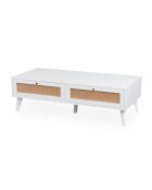 Table basse 2 tiroirs avec cannage Dalgora blanche - 120x55x40 cm