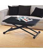 Mesita elevable Carrera negra carbón - 114x100x39/76.3 cm