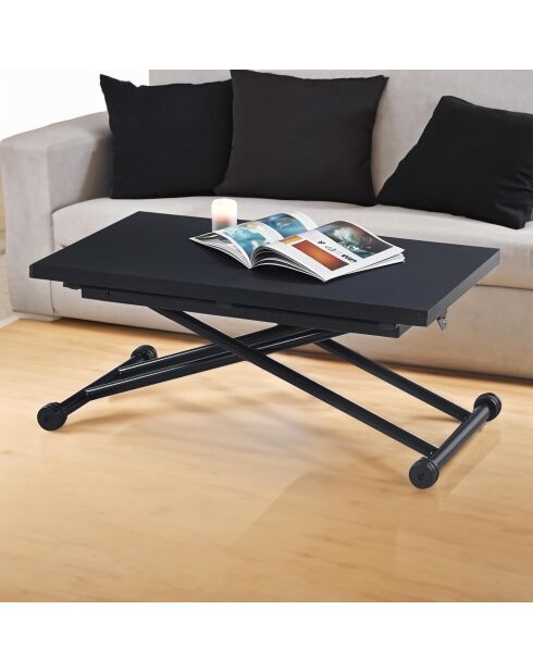 Mesita elevable Carrera negra carbón - 114x100x39/76.3 cm