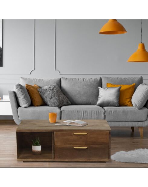 Mesita Firmin de madera y metal dorado - 110x59x38 cm