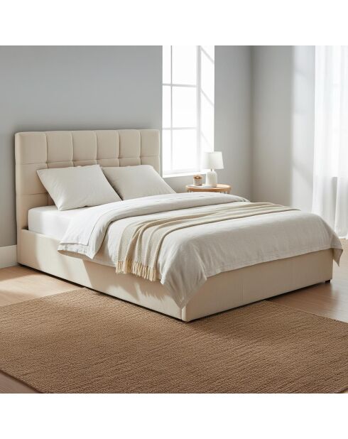 Luftani Doppelbett mit beigefarbenem Samtsockel, 140 x 190 cm