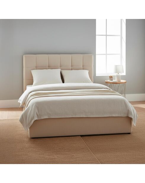 Luftani Doppelbett mit beigefarbenem Samtsockel, 140 x 190 cm