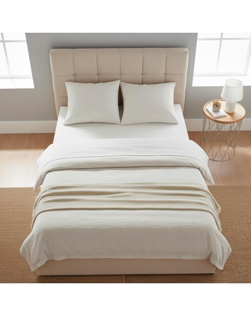 Luftani Doppelbett mit beigefarbenem Samtsockel, 140 x 190 cm