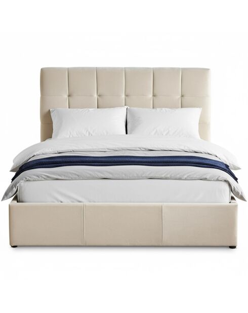 Luftani Doppelbett mit beigefarbenem Samtsockel, 140 x 190 cm