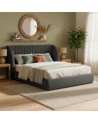 Volledig veilig bed met modulair hoofdeinde Cocoon donkergrijze stof - 256x219x110 cm