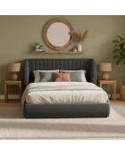 Volledig veilig bed met modulair hoofdeinde Cocoon donkergrijze stof - 256x219x110 cm