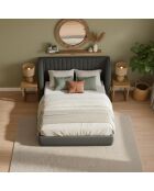 Volledig veilig bed met modulair hoofdeinde Cocoon donkergrijze stof - 256x219x110 cm