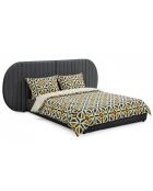 Volledig veilig bed met modulair hoofdeinde Cocoon donkergrijze stof - 256x219x110 cm