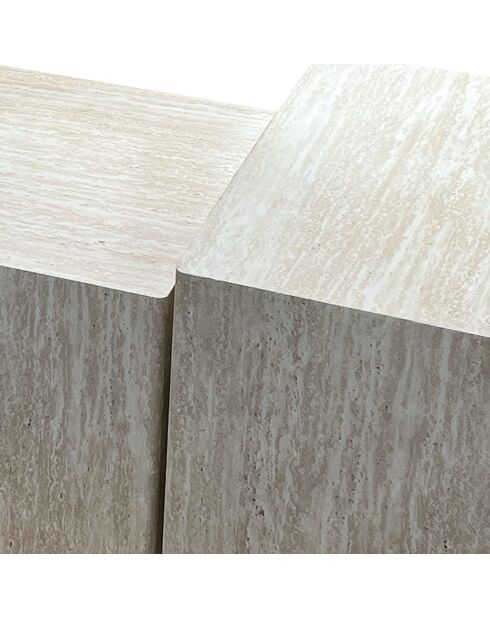 3 Beigefarbene Couchtische mit Travertineffekt von Balkor