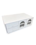 Couchtisch mit Türen und Schubladen im natürlichen schicken Stil Volos weiß strukturiert - 100x60x39 cm