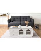 Couchtisch mit Türen und Schubladen im natürlichen schicken Stil Volos weiß strukturiert - 100x60x39 cm