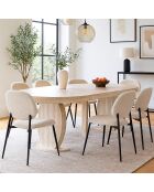 Icarios ausziehbarer ovaler Tisch mit Designbeinen in beigefarbenem Travertin-Effekt — 110x100x76 cm