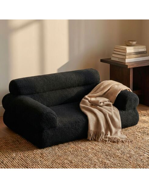 Titou bank voor honden en katten in zwarte krullende stof - 80x52x32 cm