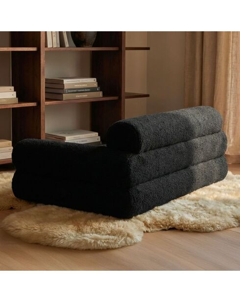 Titou bank voor honden en katten in zwarte krullende stof - 80x52x32 cm