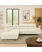 Linkes Ecksofa mit hochklappbaren Kopfstützen aus beigem Quentin-Kord - 260x180x72 cm