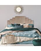 Arena Kopfteil aus taupefarbenem Samt, 140 x 10 x 120 cm