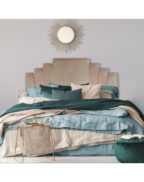 Arena Kopfteil aus taupefarbenem Samt, 140 x 10 x 120 cm