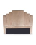 Arena Kopfteil aus taupefarbenem Samt, 140 x 10 x 120 cm