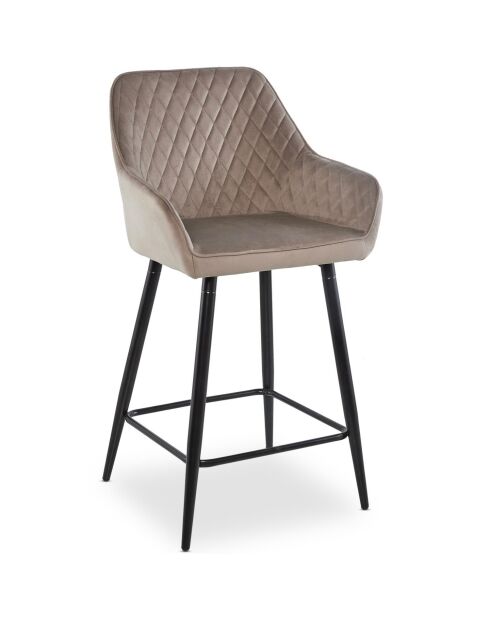 2 veronika taupe fluwelen barstoelen - 53x54x105 cm