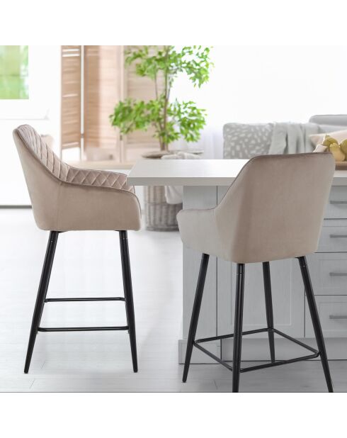 2 veronika taupe fluwelen barstoelen - 53x54x105 cm