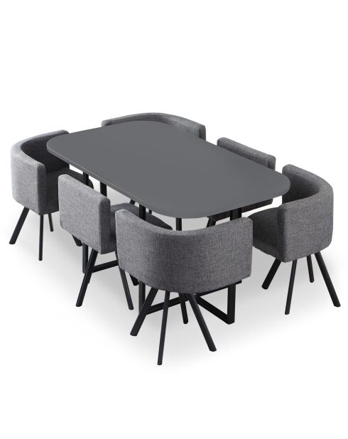 Ensemble Table & 6 chaises Oslo XL gris - 150x90x75 cm