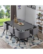 Set tavolo e 6 sedie Oslo XL grigio - 150x90x75 cm