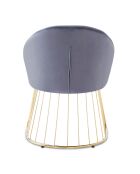 Chaise design effet drapé Pralion pied or et velours gris - 61,5x62x84 cm