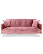Sofá cama Carla de terciopelo de 3 plazas rosa - 191x92x77 cm