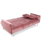 Sofá cama Carla de terciopelo de 3 plazas rosa - 191x92x77 cm