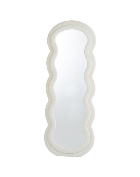 Andromak dekorativer Standspiegel aus Samt, cremefarbener Samt, gewellt, 70 x 5 x 170 cm