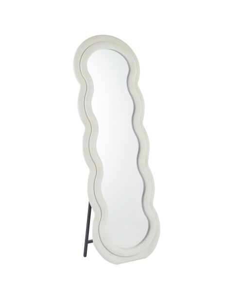 Andromak dekorativer Standspiegel aus Samt, cremefarbener Samt, gewellt, 70 x 5 x 170 cm