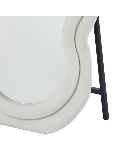 Andromak dekorativer Standspiegel aus Samt, cremefarbener Samt, gewellt, 70 x 5 x 170 cm