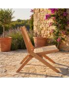 Chaise pliante masdam en bois massif naturel et cannage en rotin - 52x79x73 cm