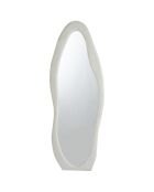 Espejo de pie decorativo Pierrot con diseño ondulado de terciopelo crema, 70 x 5 x 170 cm