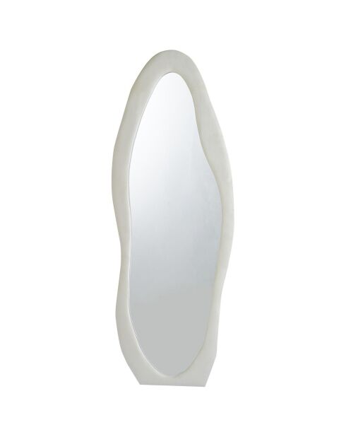 Pierrot dekorativer Standspiegel aus Samt mit Wellenmuster, 70 x 5 x 170 cm, cremefarben