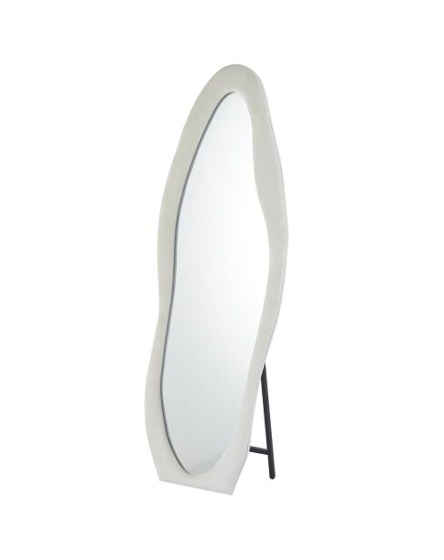 Pierrot dekorativer Standspiegel aus Samt mit Wellenmuster, 70 x 5 x 170 cm, cremefarben