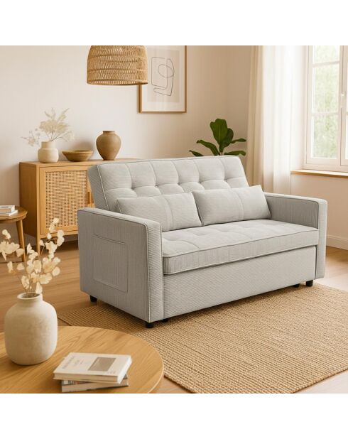 Komaria 2-Sitzer-Schlafsofa aus Kord, 133 x 94 x 87 cm, helltaupe