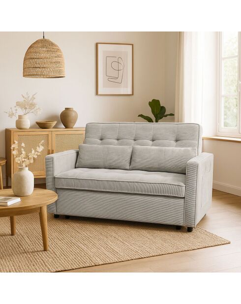 Komaria 2-Sitzer-Schlafsofa aus Kord, 133 x 94 x 87 cm, helltaupe
