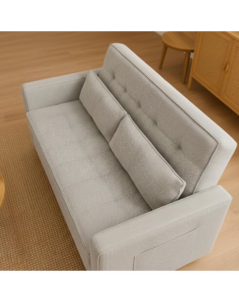 Komaria 2-Sitzer-Schlafsofa aus Kord, 133 x 94 x 87 cm, helltaupe