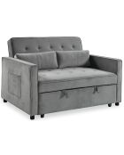 Divano letto a 2 posti in velluto grigio Komaria - 133x94x87 cm