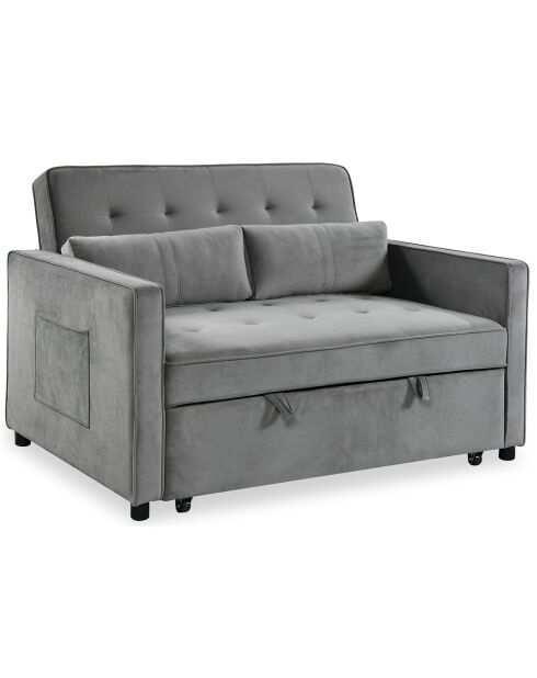 Divano letto a 2 posti in velluto grigio Komaria - 133x94x87 cm