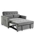 Divano letto a 2 posti in velluto grigio Komaria - 133x94x87 cm