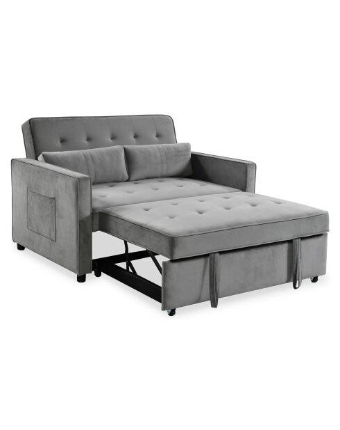 Divano letto a 2 posti in velluto grigio Komaria - 133x94x87 cm