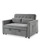 Divano letto a 2 posti in velluto grigio Komaria - 133x94x87 cm